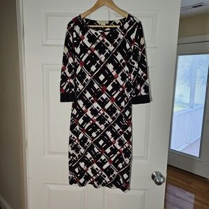 Liz Claiborne Black and Red Patterned Dress